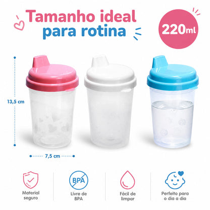 Copinho De Transição Plastibaby 220ml Copo Para Bebê Treinamento Infantil Água Copo de Treinamento Bebê