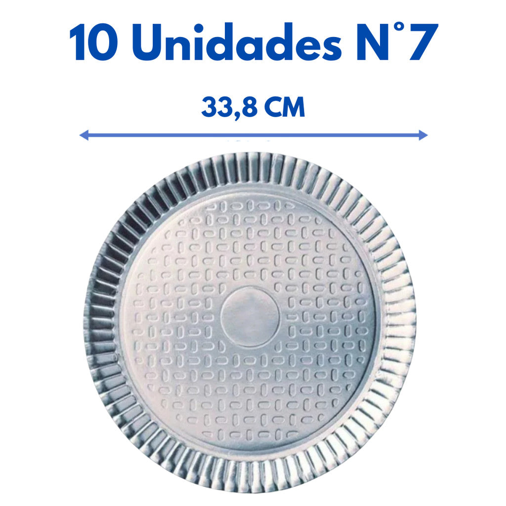 Prato Laminado Redondo Prata Kit 10 Un Prato Descartável Para Bolo Kit Festa Aniversário Decoração N3 A N8