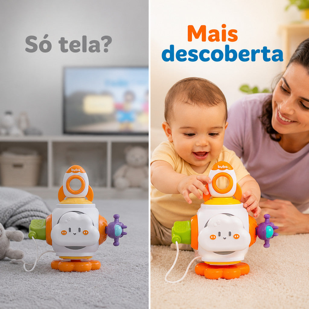 Brinquedo Sensorial Infantil Buba Foguete De Atividades Bebê Interativo Original Painel Sensorial Interativo