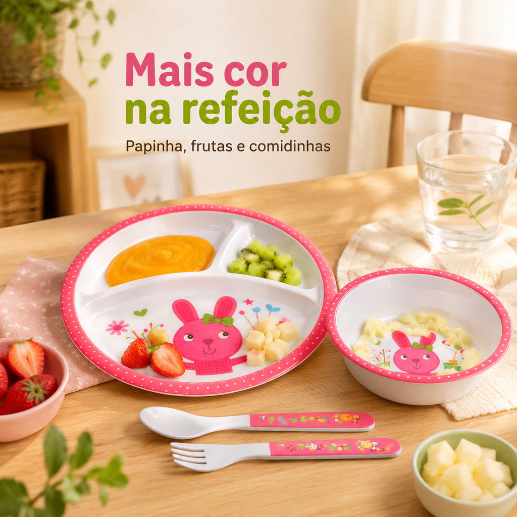 Kit Alimentação Bebê Pratinho Com Divisórias Introdução Alimentar Infantil Para Bebês