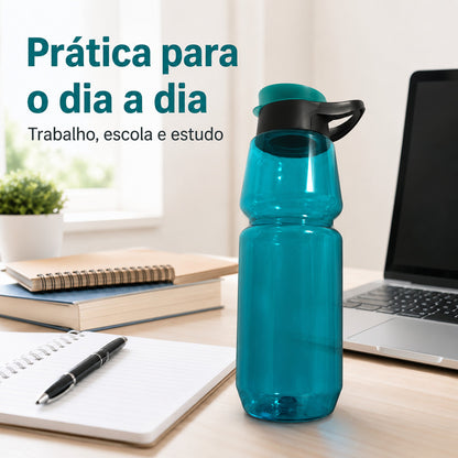 Garrafa Squeeze De Água Esportiva Azul Com Alça Para Academia Treino E Dia A Dia