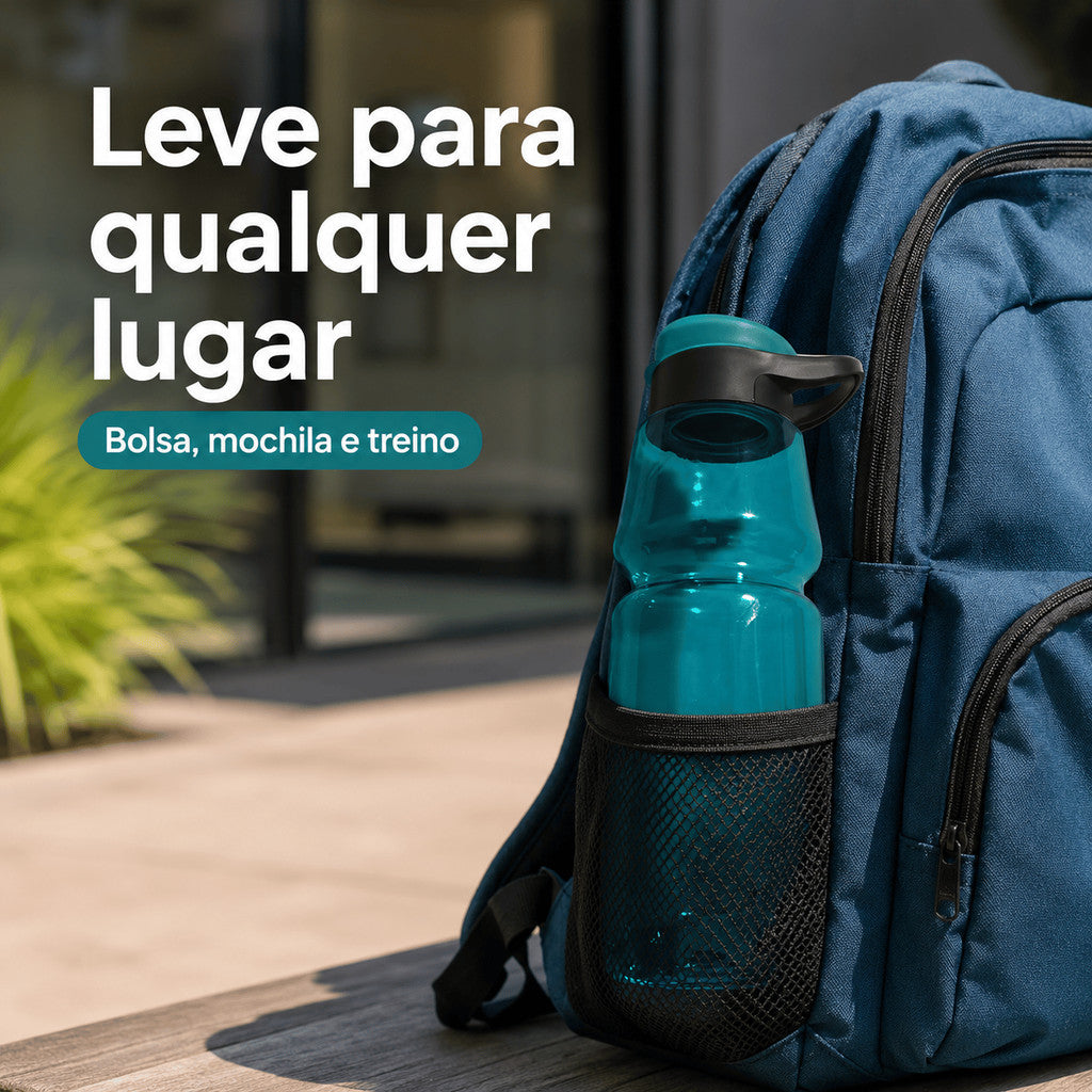 Garrafa Squeeze De Água Esportiva Azul Com Alça Para Academia Treino E Dia A Dia