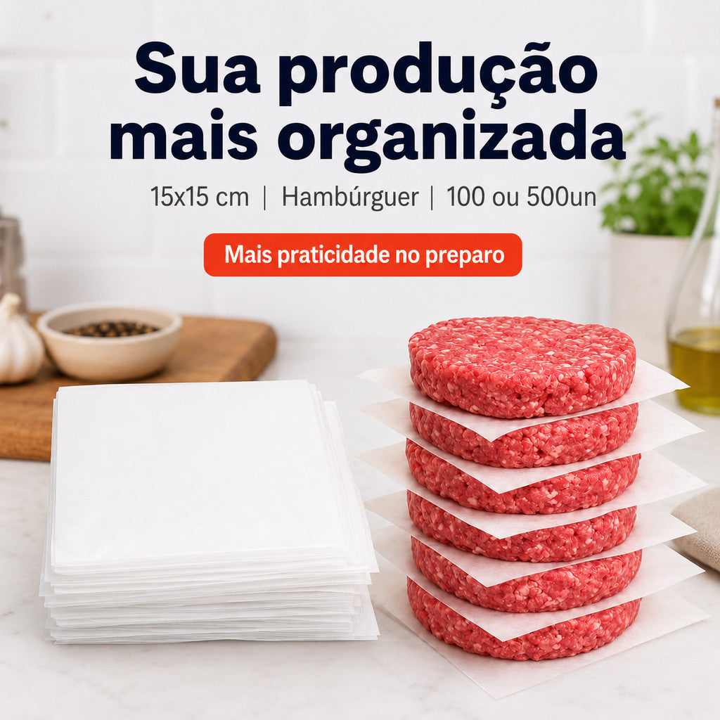 Separador De Hambúrguer Plástico Transparente Kit 100 ou 500 Un Embalagem Para Hambúrguer Artesanal