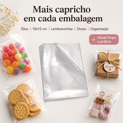 Saco Transparente Incolor 10x15 50 Un Para Lembrancinha Festa Casamento Doces Organizador Aniversário