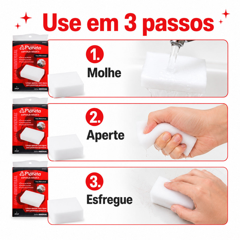 Kit 10 Esponja Mágica Melamina Para Limpeza Pesada Cozinha Banheiro Remove Manchas