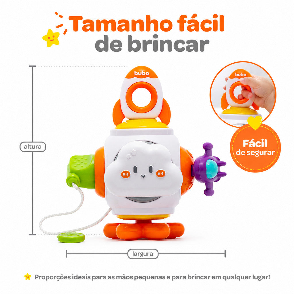 Brinquedo Sensorial Infantil Buba Foguete De Atividades Bebê Interativo Original Painel Sensorial Interativo