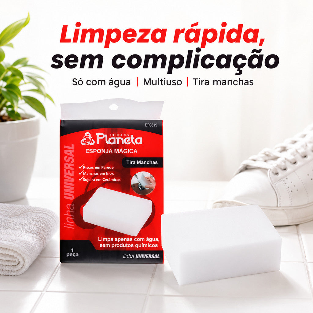 Kit 10 Esponja Mágica Melamina Para Limpeza Pesada Cozinha Banheiro Remove Manchas
