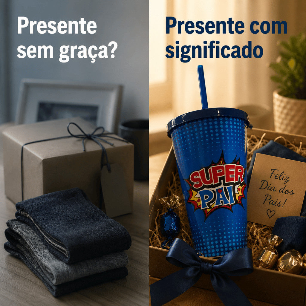 Copo Super Pai Com Tampa E Canudo Presente Dia Dos Pais Garrafa Para Pai Azul Criativo Uso Diário