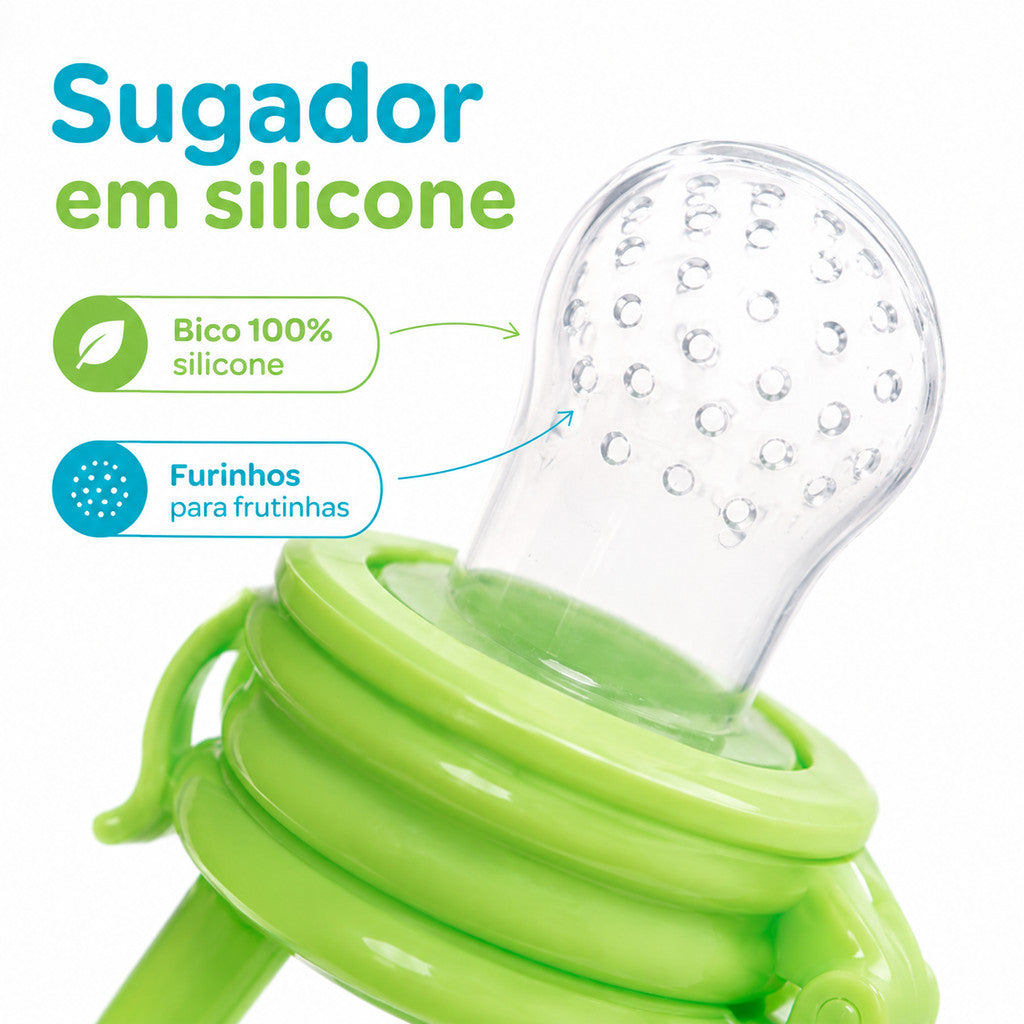 Porta Frutinha Buba Alimentadora Bico Silicone Bebê 6+ Alimentação Bebê Chupeta Silicone Frutas Infantil