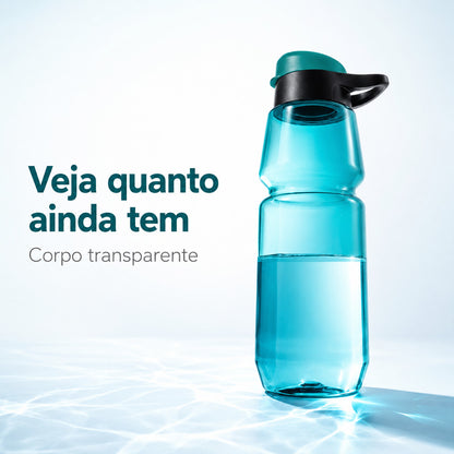 Garrafa Squeeze De Água Esportiva Azul Com Alça Para Academia Treino E Dia A Dia