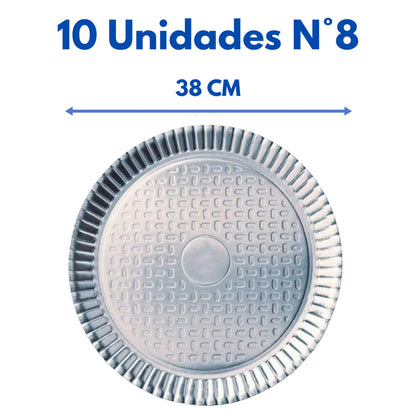 Prato Laminado Redondo Prata Kit 10 Un Prato Descartável Para Bolo Kit Festa Aniversário Decoração N3 A N8