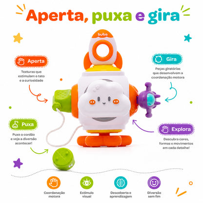 Brinquedo Sensorial Infantil Buba Foguete De Atividades Bebê Interativo Original Painel Sensorial Interativo