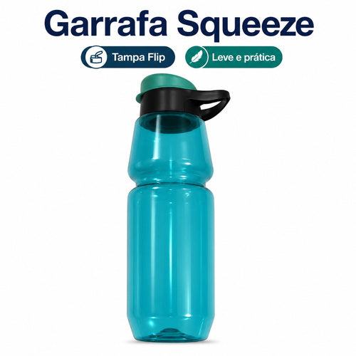 Garrafa Squeeze De Água Esportiva Azul Com Alça Para Academia Treino E Dia A Dia