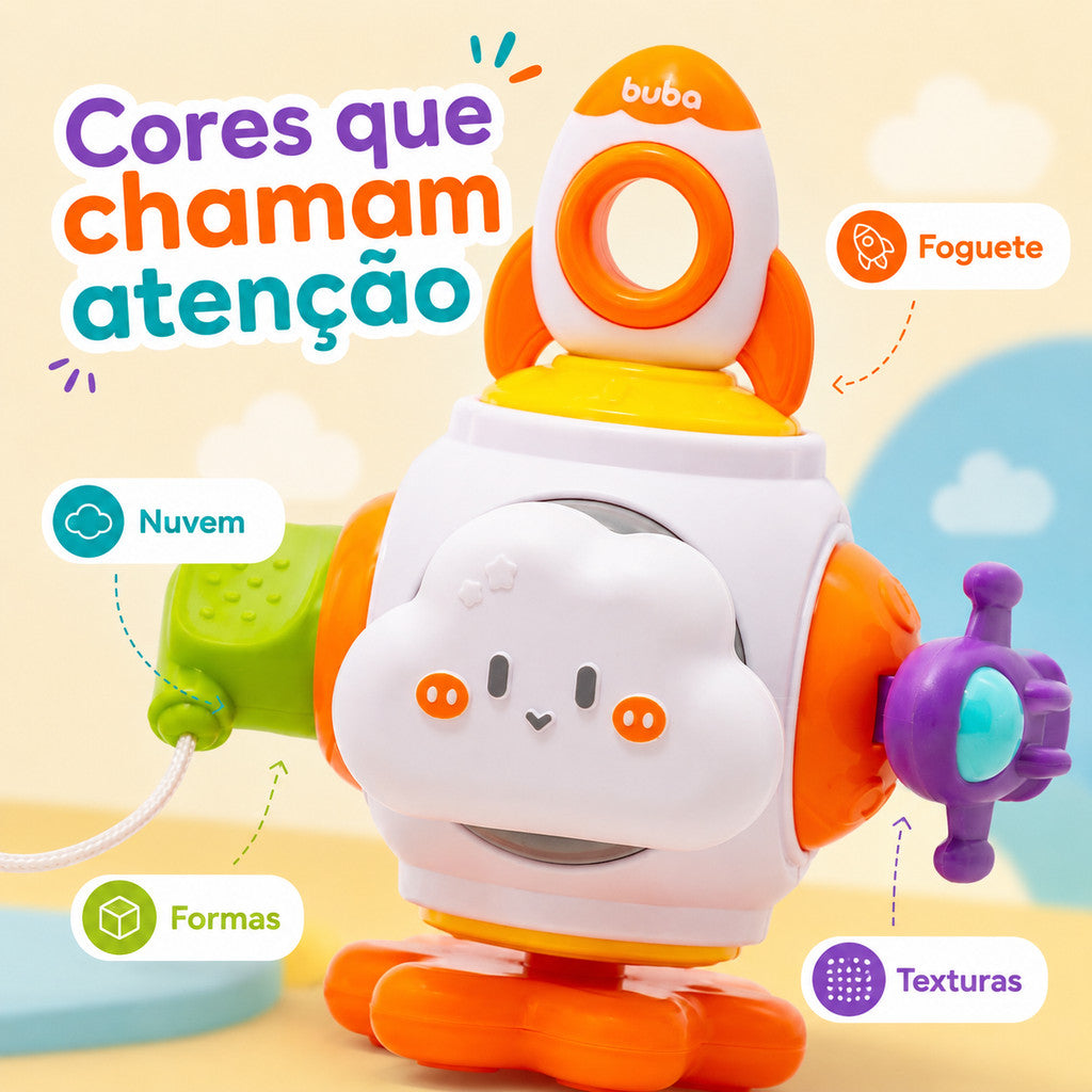 Brinquedo Sensorial Infantil Buba Foguete De Atividades Bebê Interativo Original Painel Sensorial Interativo