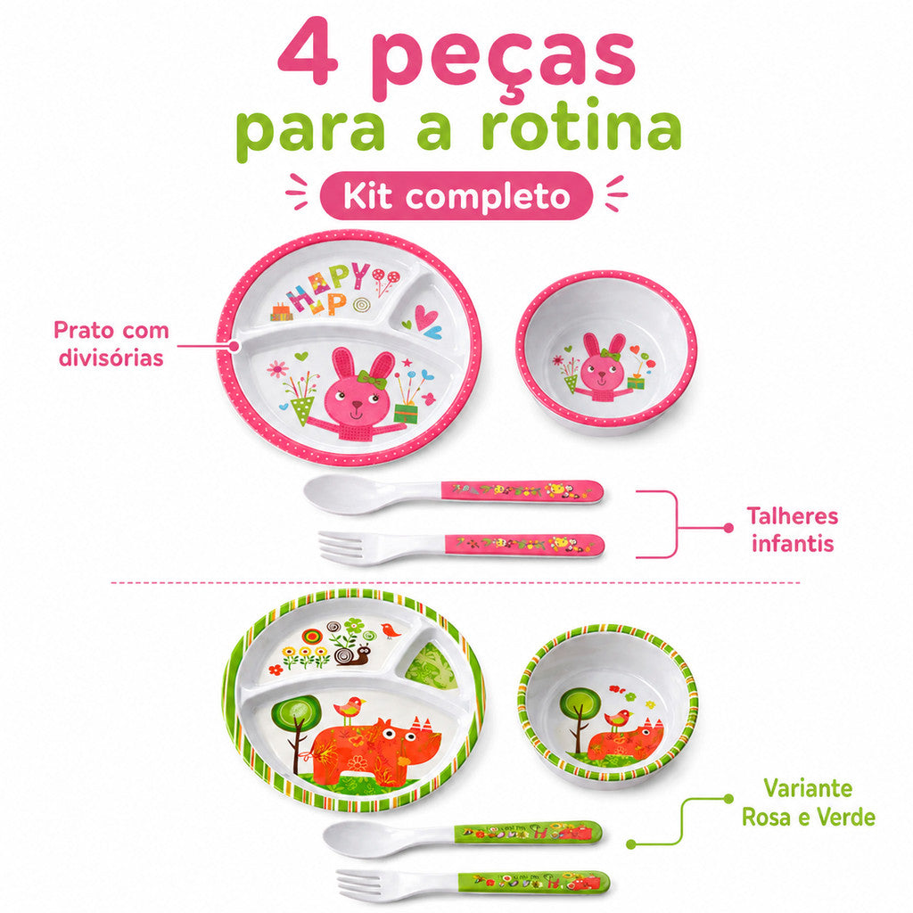Kit Alimentação Bebê Pratinho Com Divisórias Introdução Alimentar Infantil Para Bebês