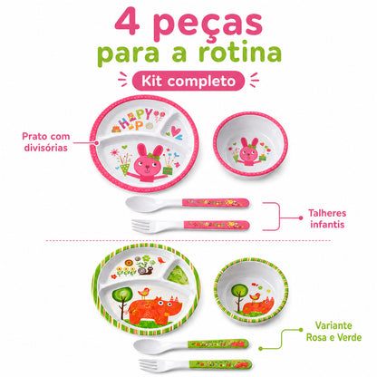 Kit Alimentação Bebê Pratinho Com Divisórias Introdução Alimentar Infantil Para Bebês