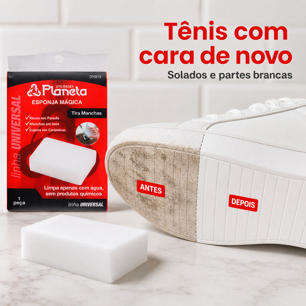 Kit 10 Esponja Mágica Melamina Para Limpeza Pesada Cozinha Banheiro Remove Manchas