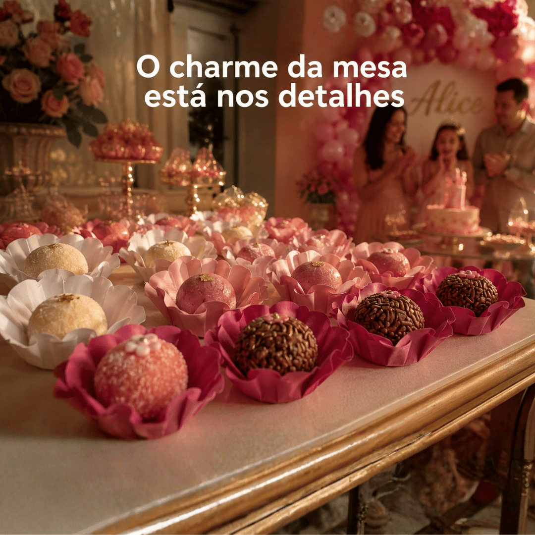 200 Forminhas Tons de Rosa Luxo para Doces Finos